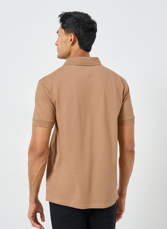 Styli Men Beige Cotton Relaxed Polo - Image 4